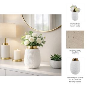 ADLERCREST WHITE VASE 9 (IN) 10
