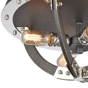 Riveted Plate 19'' Wide 4-Light Flush Mount - Silverdust Iron 3