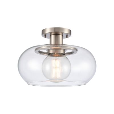 Clement 13″ Wide 1-Light Semi Flush Mount - Antique Nickel
