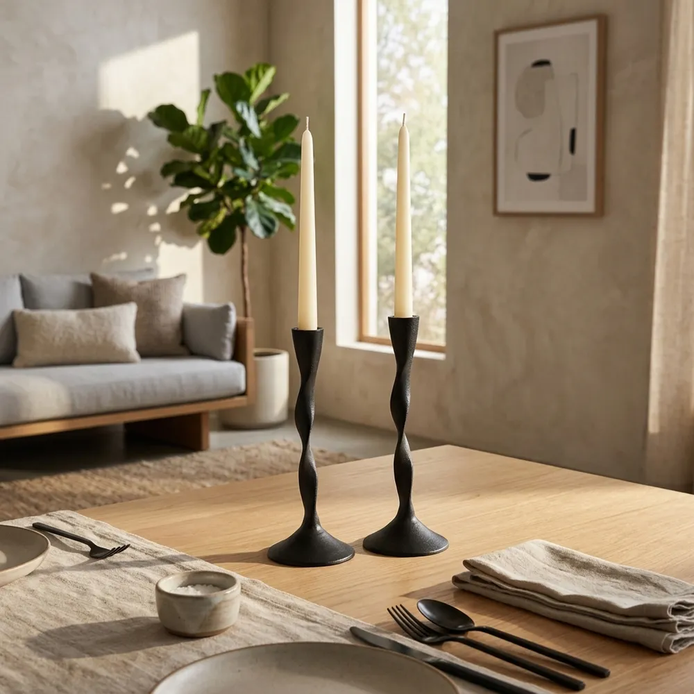 ELMONTVALE BLACK CANDLE HOLDER 9 (IN)