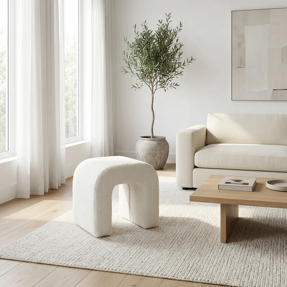 HUTTONMILL WHITE OTTOMAN 18 (IN)