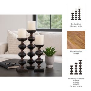 JULIANROSE SET OF 3 BLACK CANDLESTICK 23 (IN) 9
