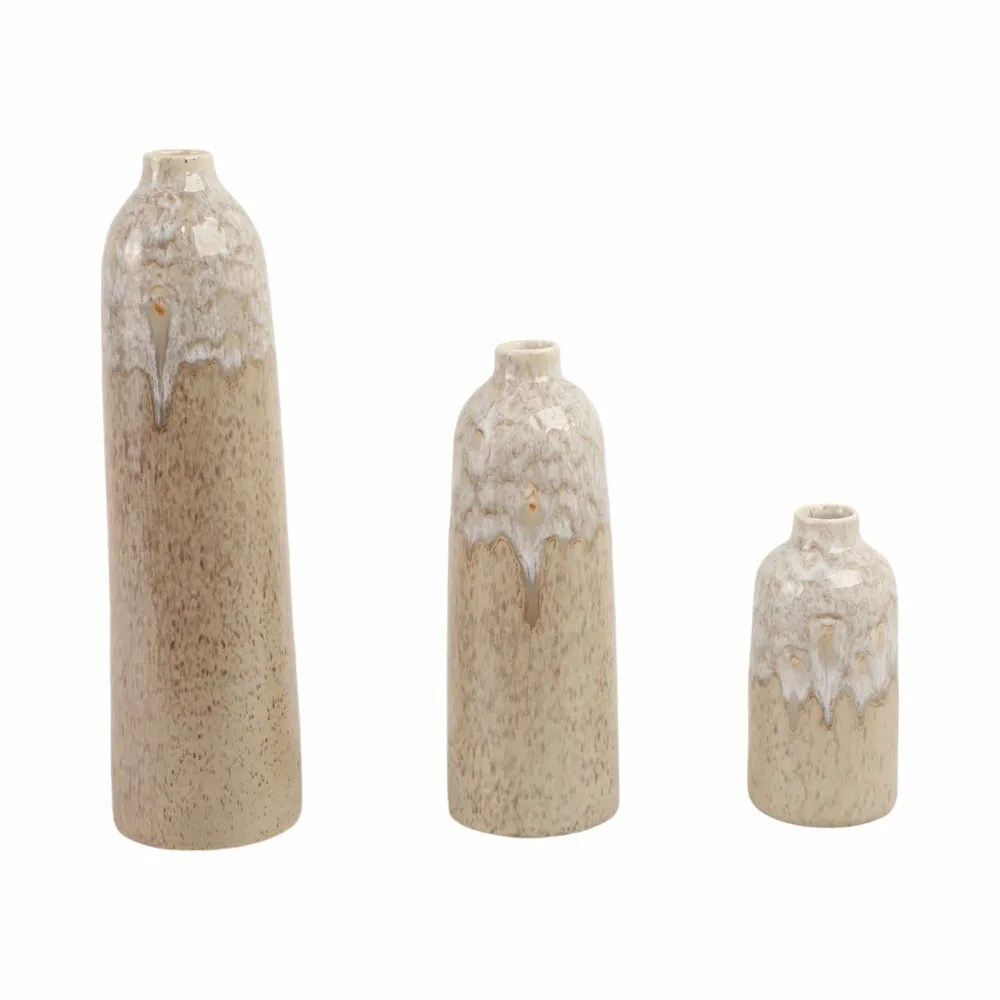 KELSEYLAKE SET OF 3 TAN VASES 16 (IN)