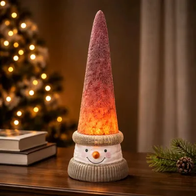 Frosted Light Up Snowman 3.5x11in