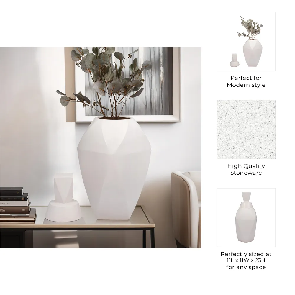 HALTONWORTH WHITE VASE 23 (IN)
