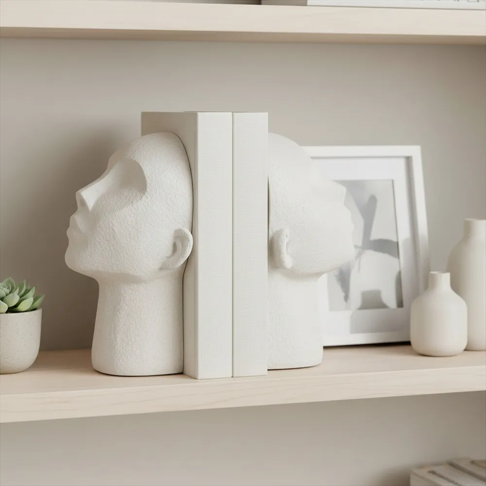 EMORYSHAW SET OF 2 WHITE BOOKENDS 9 (IN)