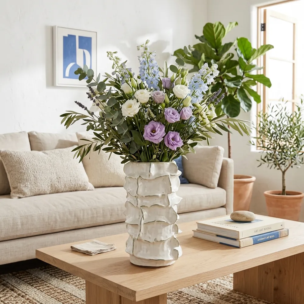 ELMSHAW WHITE VASE 17 (IN)