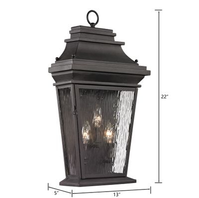 Forged Provincial 22″ High 3-Light Outdoor Sconce - Charcoal