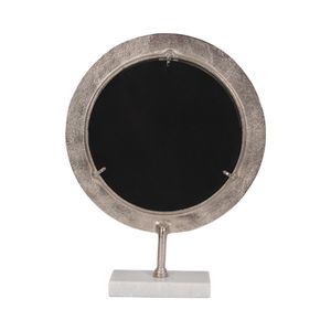 METAL 21" HAMMERED MIRROR ON STAND, SILVER 5