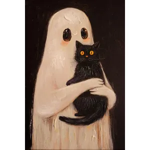 Set of 2 Framed Halloween Ghosts Paintings 4