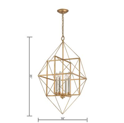 Connexions 16″ Wide 4-Light Chandelier - Gold Leaf