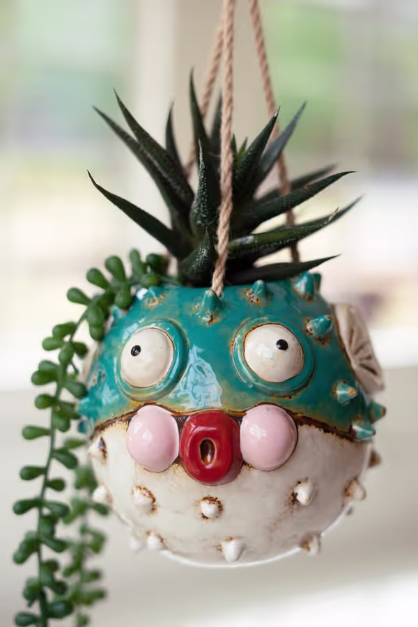 Ceramic Hanging Blowfish Planter