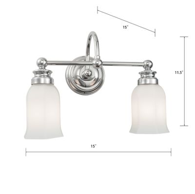 Emilia 15″ Wide 2-Light Vanity Light - Chrome