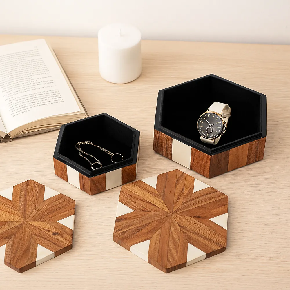 DEWEYCROSS SET OF 2 WHITE BOXES 4 (IN)