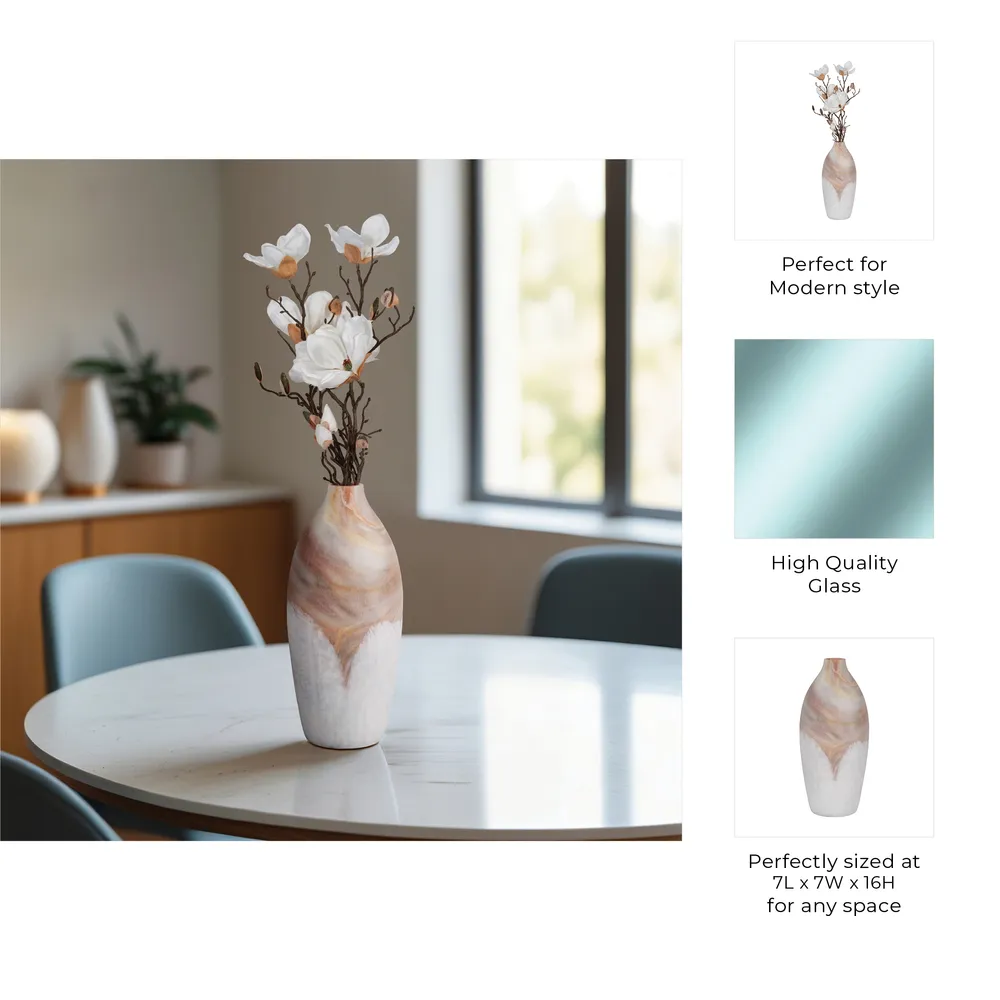 DRAKELEY TAN GLASS VASE 16 (IN)