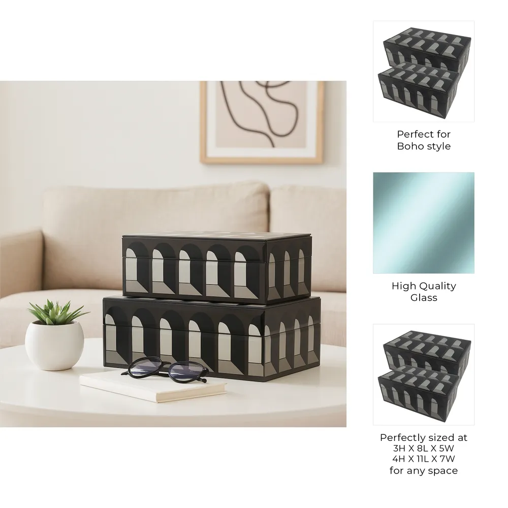 GROVERRIDGE SET OF 2 BLACK BOXES 4 (IN)