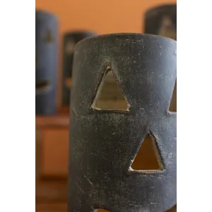 Tall Black Clay Jack-O-Lantern 3