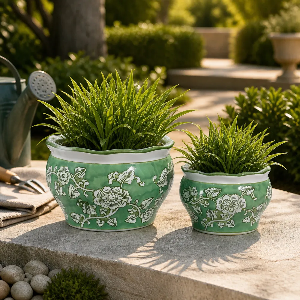 HENLEYDALE SET OF 2 GREEN PLANTER 6 (IN)