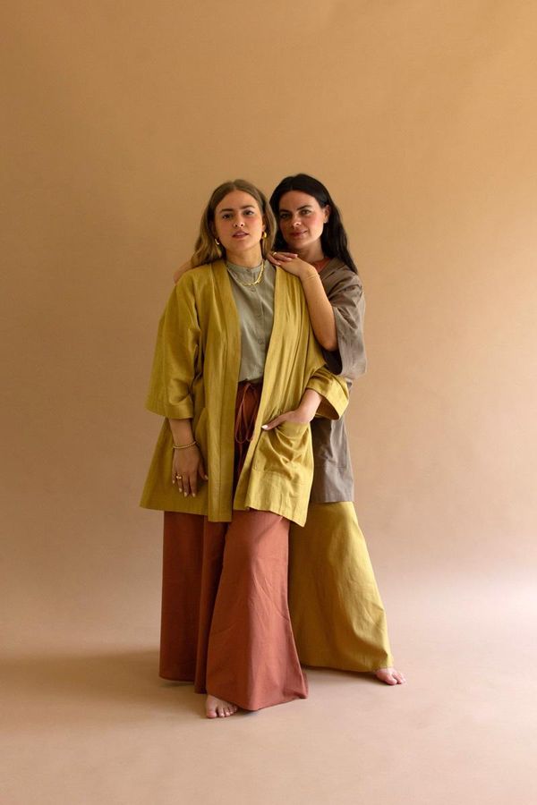 Short Kimono with Front Pockets - Pistachio