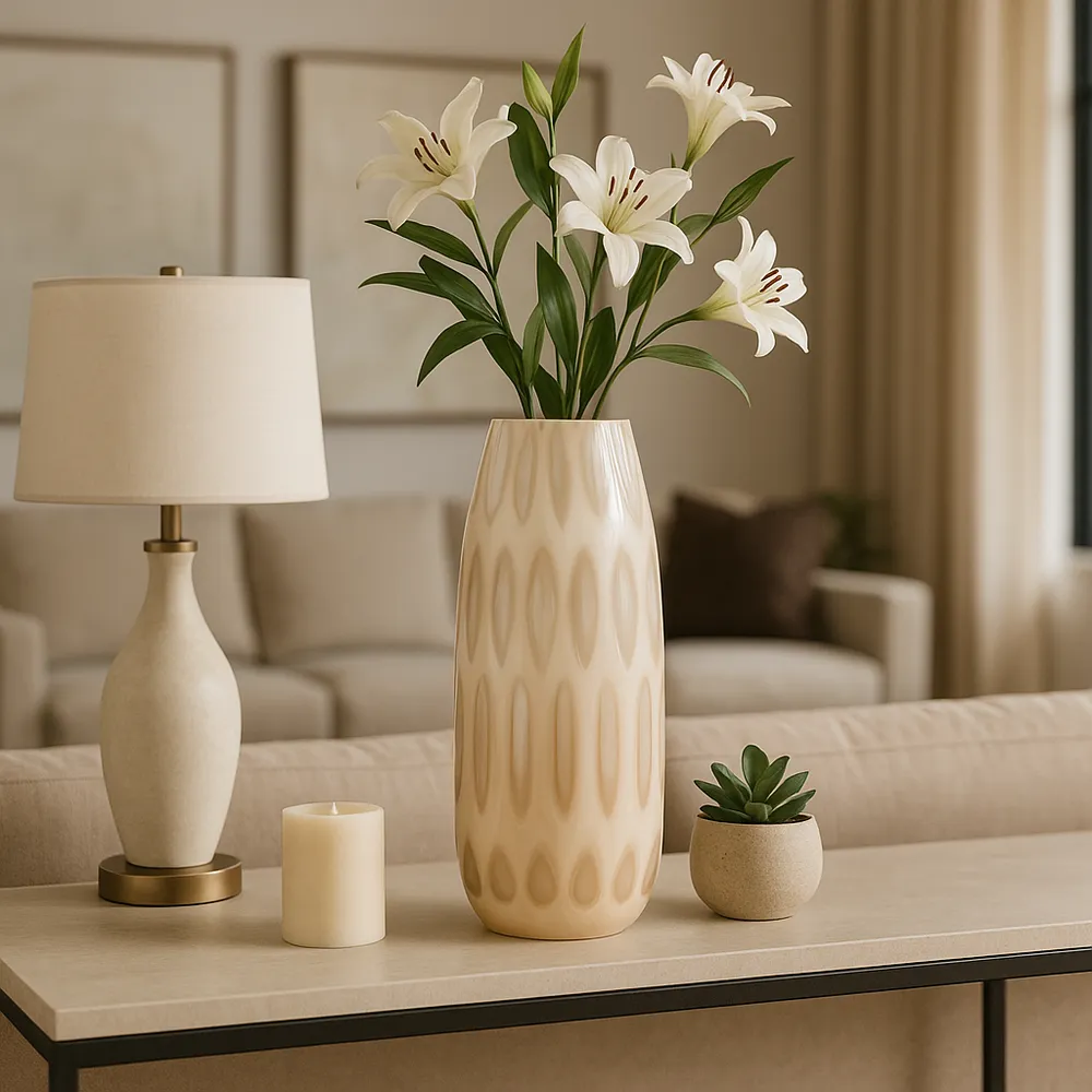 HATCHERHAVEN TAN GLASS VASE 18 (IN)