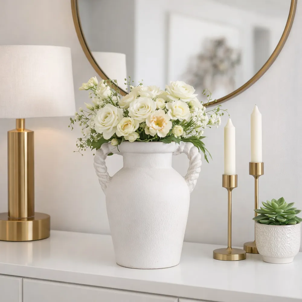 CLOVERWIND WHITE VASE 12 (IN)