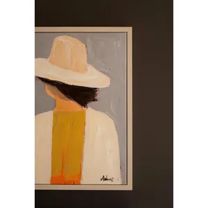 Set of 2 Framed Men and Women in Hats Paintings 3