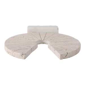 11X10" TRAVERTINE OPEN CIRCLE ON MARBLE BASE, TAN/ 7