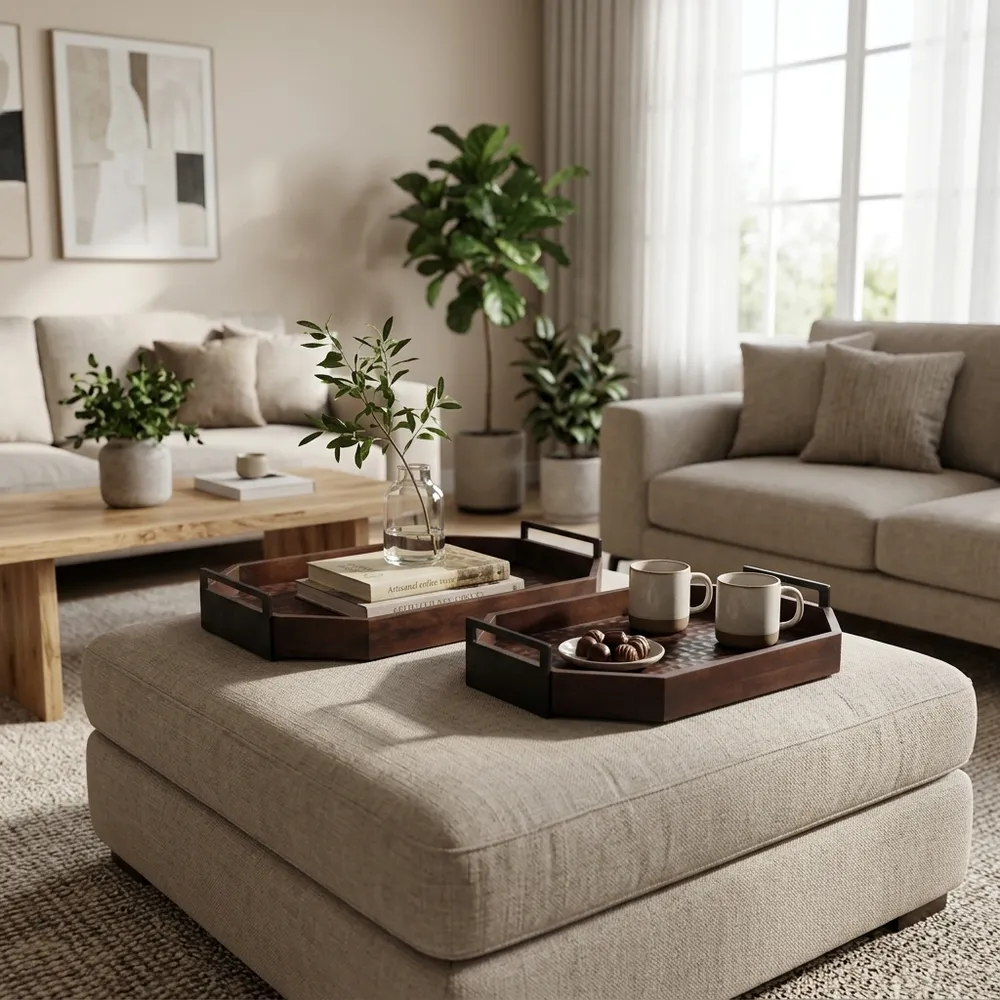 ERINOAK SET OF 2 BROWN TRAY 5 (IN)