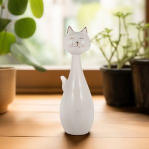 9" SITTING KITTY, WHITE/GOLD 2