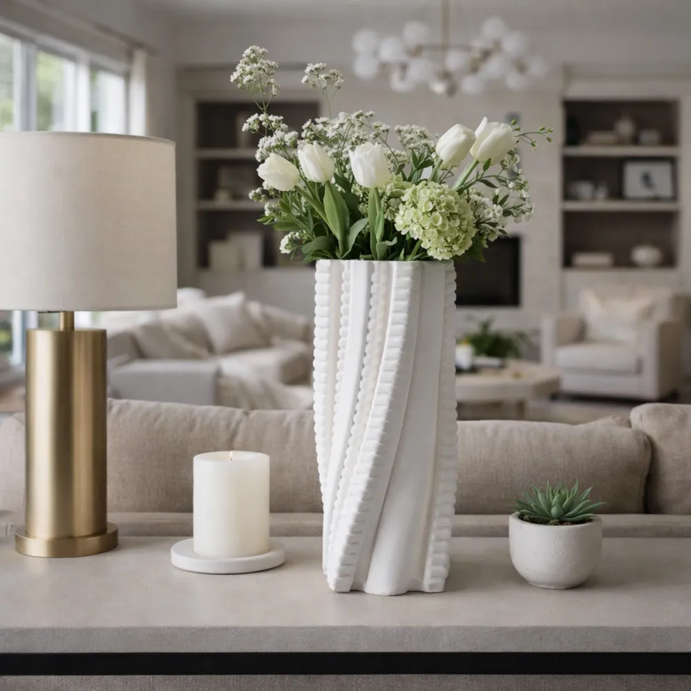 CALDERFIELD IVORY VASE 15 (IN)