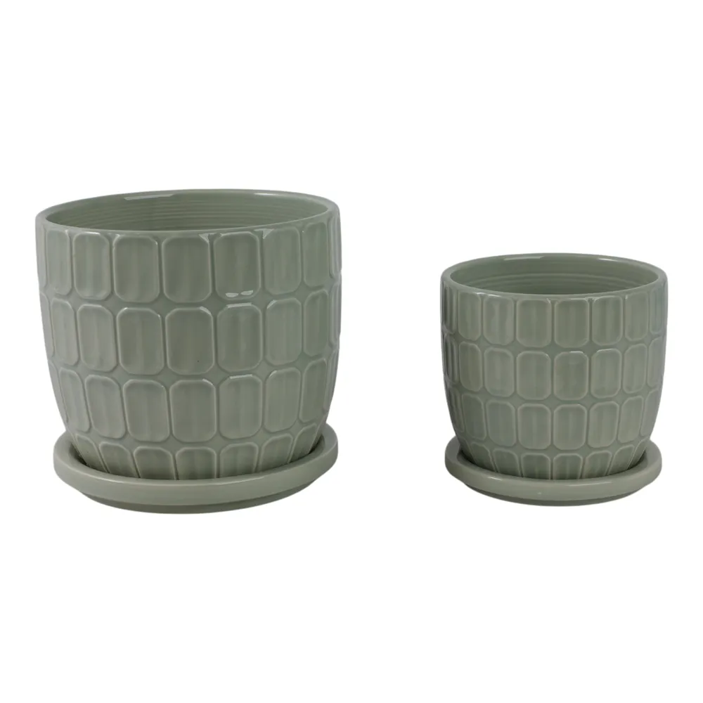 LEONAHAM SET OF 2 GREEN PLANTER 7 (IN)