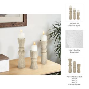 CLOVERRUN SET OF 3 BROWN CANDLE HOLDER 15 (IN) 9