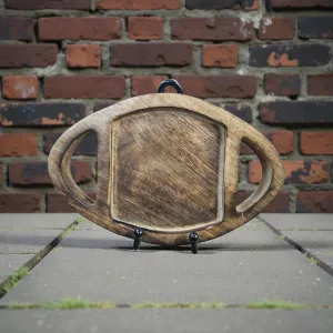 Dark Wood Football Tray 12x8x1in 1