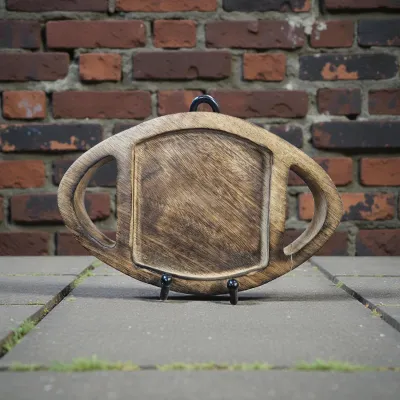 Dark Wood Football Tray 12x8x1in