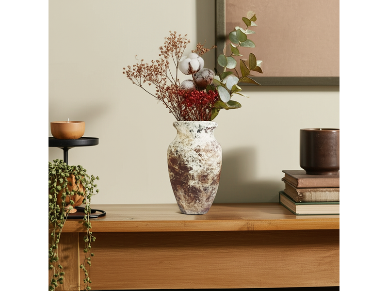 PRUNUS VASE 4X4X7IN RSTC BRN 1