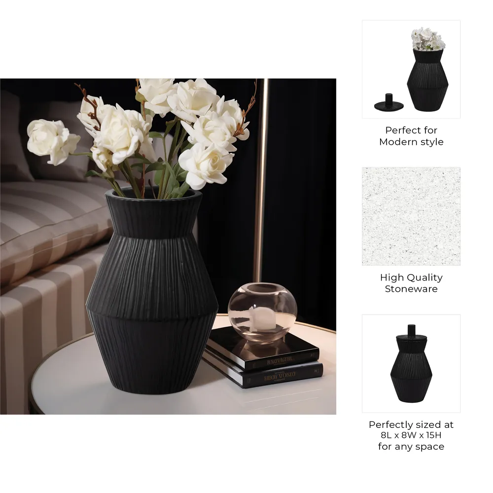 WRENTON BLACK VASE 15 (IN)