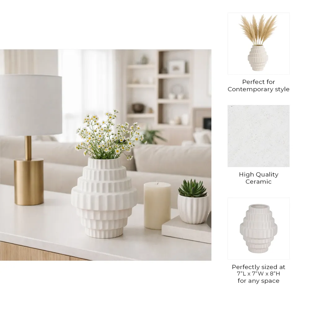 HEDLEYLAKE WHITE VASE 8 (IN)