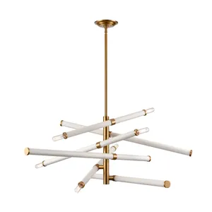 Crosspiece 39″ Wide 6-Light Chandelier - White 1