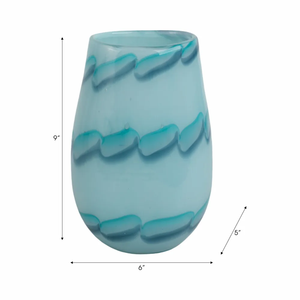 HELENARIDGE BLUE GLASS VASE 9 (IN)