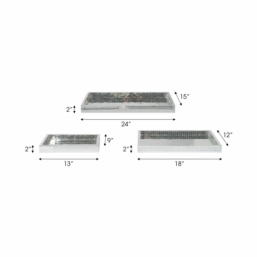 EVERTONCROSS SET OF 3 SILVER TRAY 2 (IN)