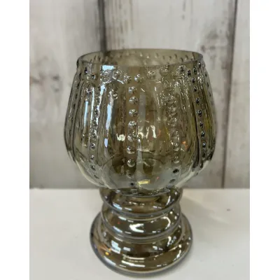 Smokey Glass Candle Holder 5x7in