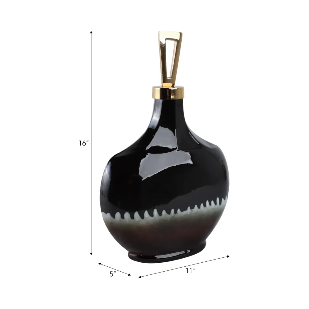 ELMONTGROVE BLACK GLASS VASE 16 (IN)
