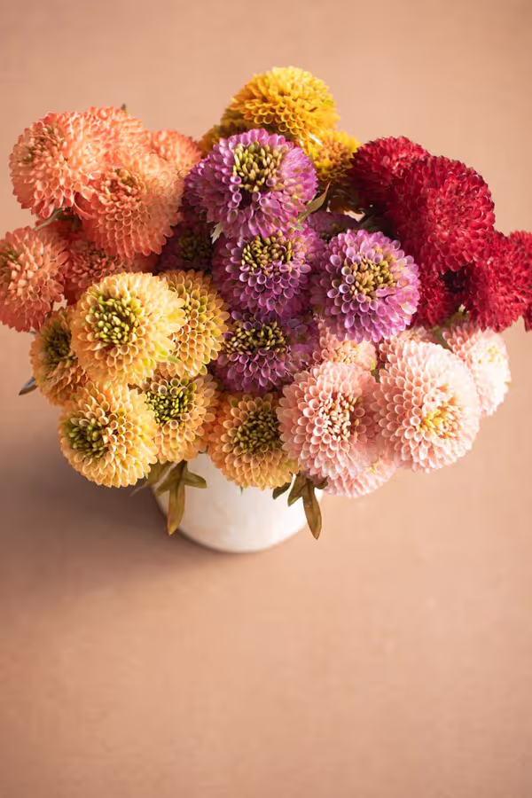 Bundle of 7 Artificial Purple Ball Dahlias