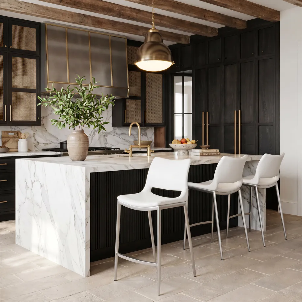 Ace Counter Stool White & Silver