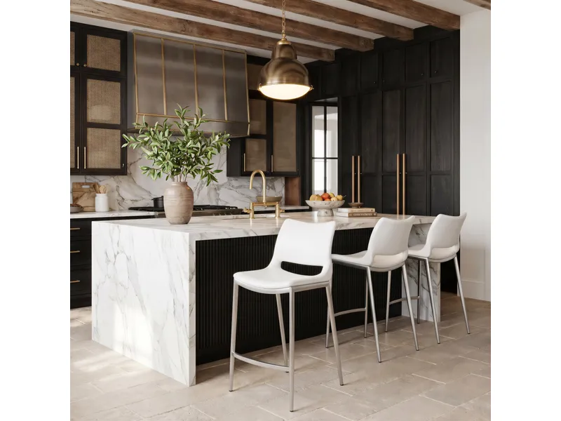 Ace Counter Stool White & Silver 2
