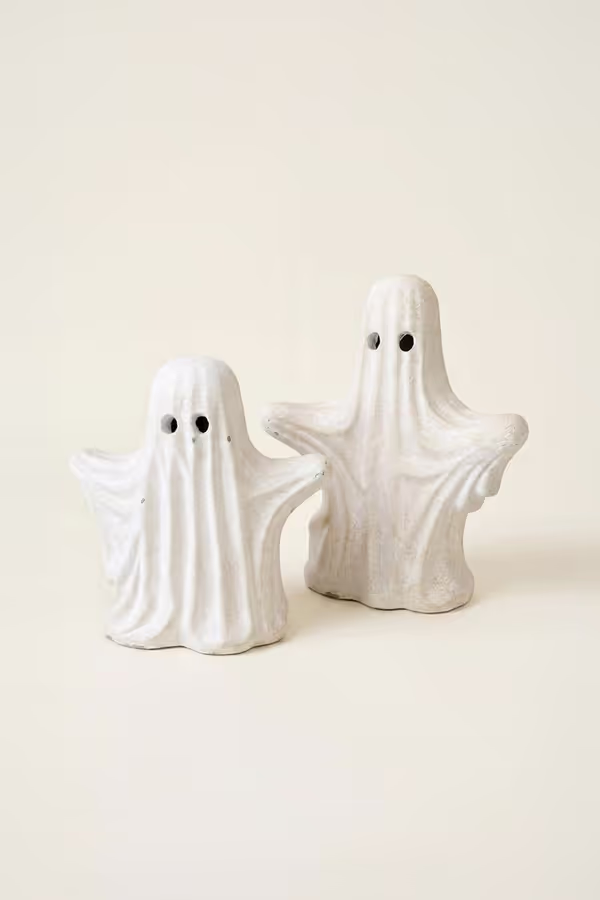 Set of 2 Cement Halloween Ghosts