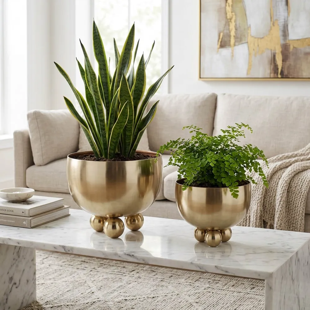SLATEOAK SET OF 2 GOLD PLANTER 10 (IN)