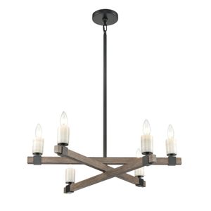 Stone Manor 27'' Wide 6-Light Chandelier - Matte Black 1