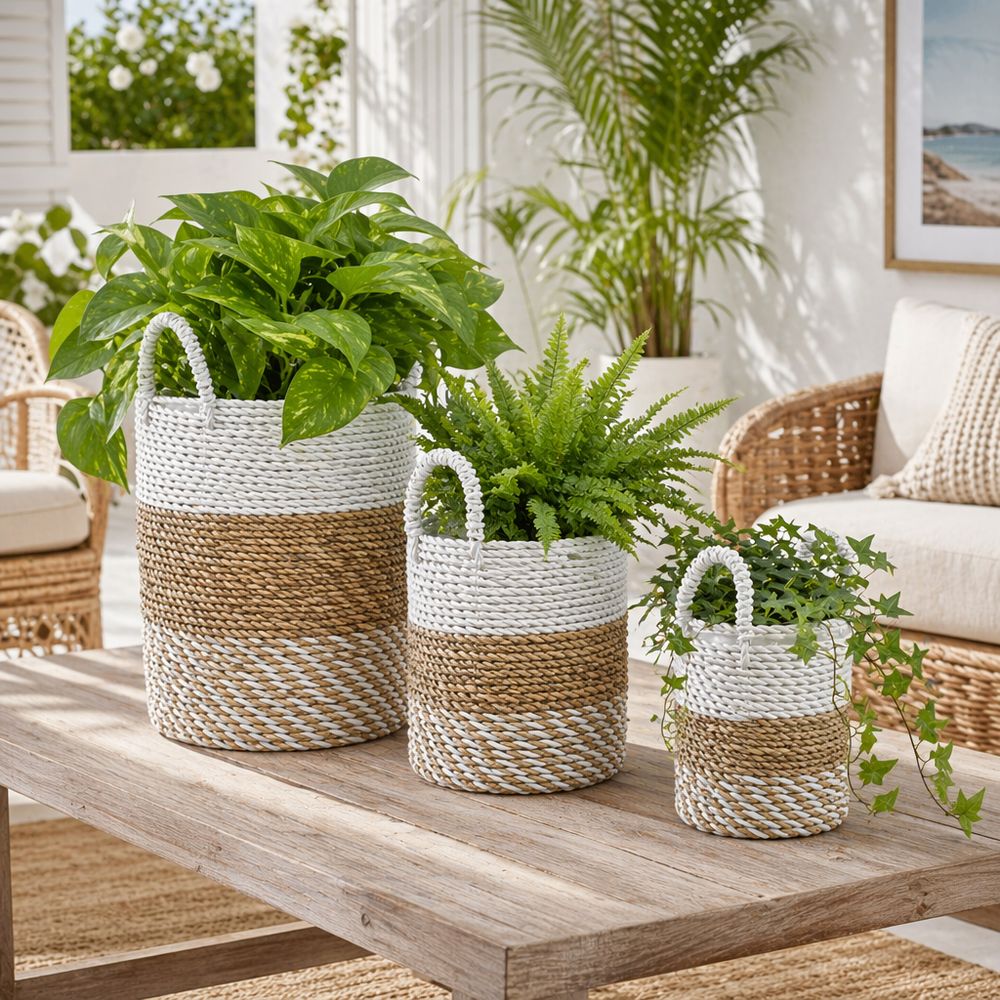 BURTONGROVE SET OF 3 BROWN PLANTER 13 (IN)