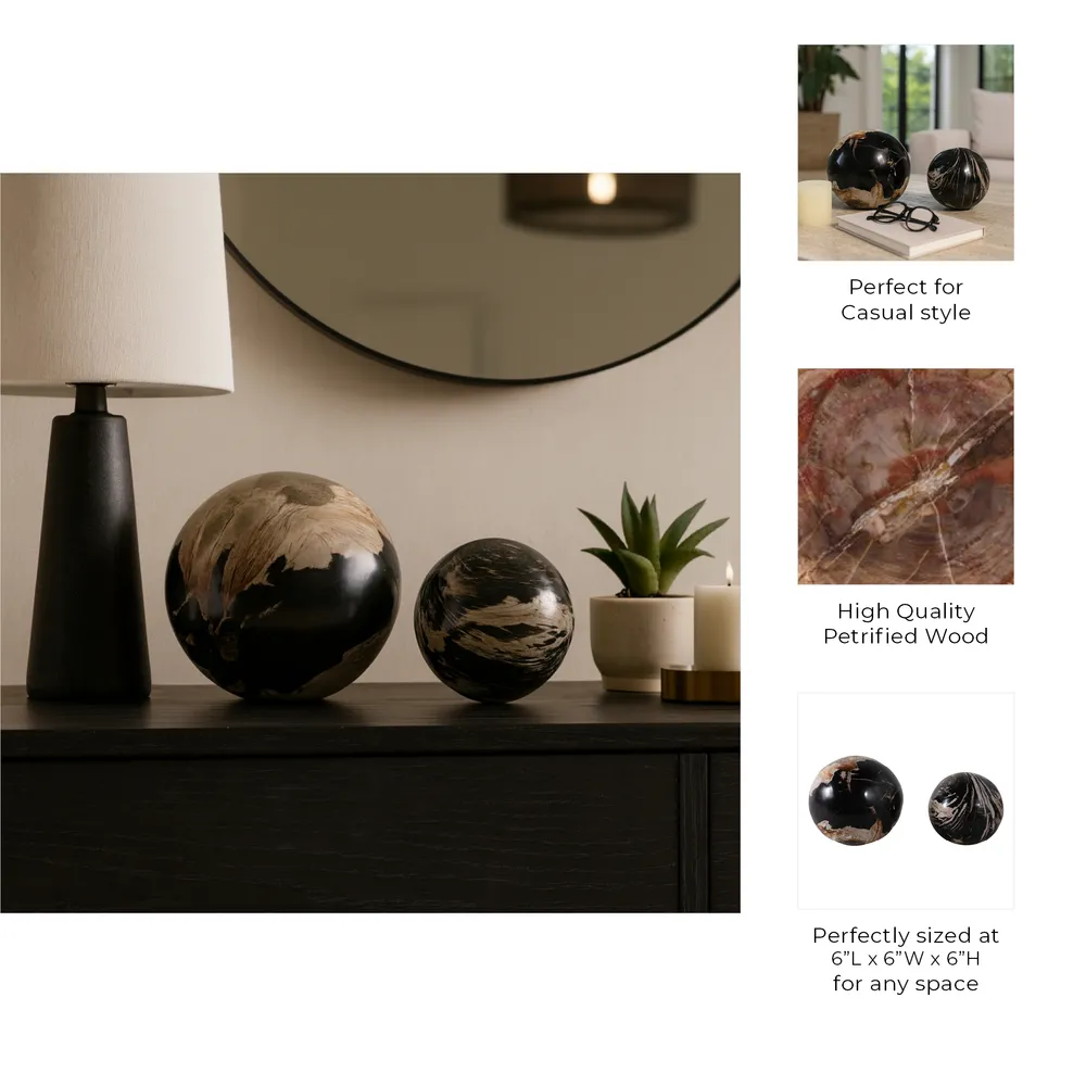 ELDERVIEW SET OF 2 BLACK ORBS 6 (IN)